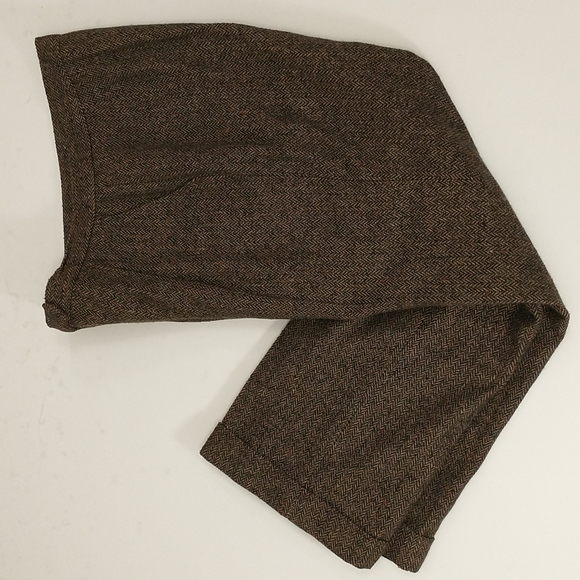 Herringbone Tweed Wool Blend Pants Italian Quality Cuffed w Single Pleat 10P - Picture 1 of 8